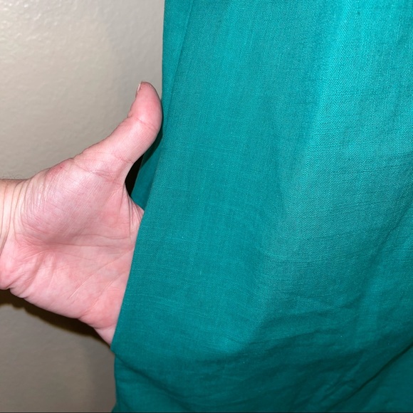 Bright Green Floral Embroidered Short Sleeve Tassel Tie Neck Flare Pocket Dress - Picture 6 of 17